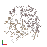 PDB entry 2aki coloured by chain, front view.