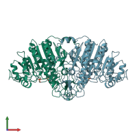 PDB entry 2anh coloured by chain, front view.