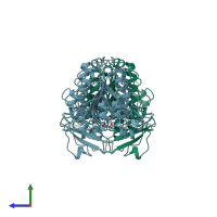PDB entry 2anh coloured by chain, side view.