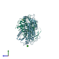 PDB entry 2ant coloured by chain, side view.