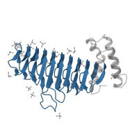 The deposited structure of PDB entry 2aq9 contains 1 copy of CATH domain 2.160.10.10 (UDP N-Acetylglucosamine Acyltransferase; domain 1) in Acyl-[acyl-carrier-protein]--UDP-N-acetylglucosamine O-acyltransferase. Showing 1 copy in chain A.