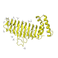The deposited structure of PDB entry 2aq9 contains 1 copy of SCOP domain 51162 (UDP N-acetylglucosamine acyltransferase) in Acyl-[acyl-carrier-protein]--UDP-N-acetylglucosamine O-acyltransferase. Showing 1 copy in chain A.