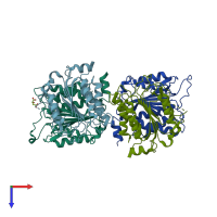 PDB entry 2ar9 coloured by chain, top view.