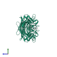 Legume lectin domain-containing protein in PDB entry 2arb, assembly 1, side view.