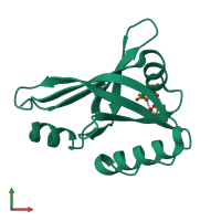 PDB entry 2asf coloured by chain, front view.