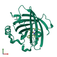 PDB entry 2asn coloured by chain, front view.