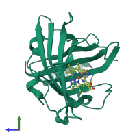 PDB entry 2asn coloured by chain, side view.