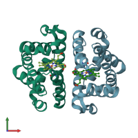 PDB entry 2av3 coloured by chain, front view.