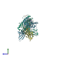 PDB entry 2av7 coloured by chain, side view.