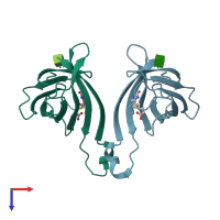 PDB entry 2avi coloured by chain, top view.