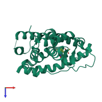 PDB entry 2ax7 coloured by chain, top view.