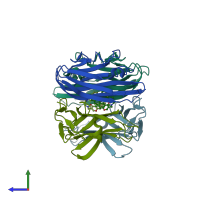 PDB entry 2az5 coloured by chain, side view.