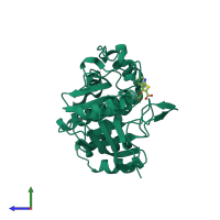 PDB entry 2azr coloured by chain, side view.