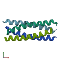 PDB entry 2b1f coloured by chain, front view.