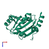 PDB entry 2b1k coloured by chain, top view.