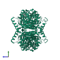 Enoyl-[acyl-carrier-protein] reductase [NADH] in PDB entry 2b36, assembly 1, side view.