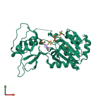 Monomeric assembly 3 of PDB entry 2b4y coloured by chemically distinct molecules, front view.