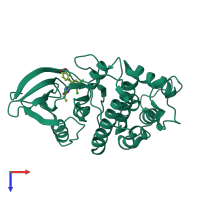 PDB entry 2b54 coloured by chain, top view.