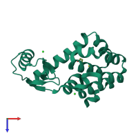 PDB entry 2b6y coloured by chain, top view.