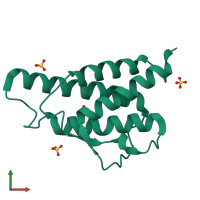 PDB entry 2b8z coloured by chain, front view.