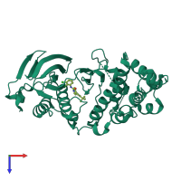 PDB entry 2baj coloured by chain, top view.