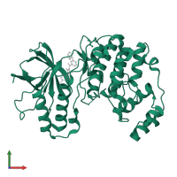 Mitogen-activated protein kinase 14 in PDB entry 2bal, assembly 1, front view.