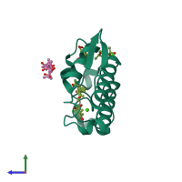 Monomeric assembly 1 of PDB entry 2bax coloured by chemically distinct molecules, side view.