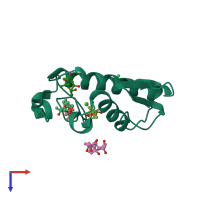 PDB entry 2bax coloured by chain, top view.