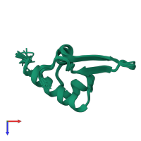 PDB entry 2bby coloured by chain, ensemble of 30 models, top view.