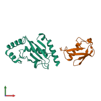 PDB entry 2bf8 coloured by chain, front view.