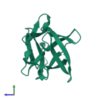 PDB entry 2bfh coloured by chain, side view.