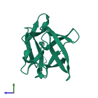 Fibroblast growth factor 2 in PDB entry 2bfh, assembly 1, side view.