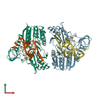 PDB entry 2bh2 coloured by chain, front view.