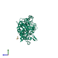 PDB entry 2bhd coloured by chain, side view.