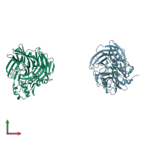 PDB entry 2bix coloured by chain, front view.