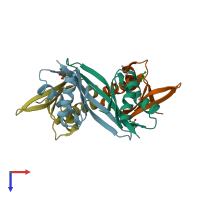 PDB entry 2bky coloured by chain, top view.