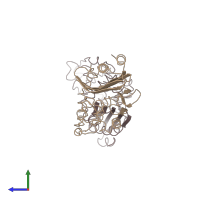 PDB entry 2blm coloured by chain, side view.