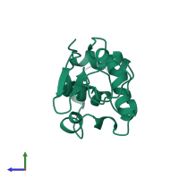 PDB entry 2bqh coloured by chain, side view.