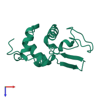 PDB entry 2bqh coloured by chain, top view.