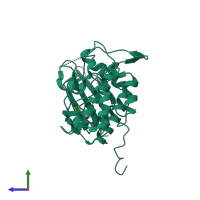 PDB entry 2brn coloured by chain, side view.