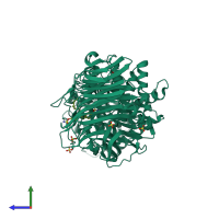 PDB entry 2brp coloured by chain, side view.