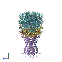 PDB entry 2bs3 coloured by chain, side view.