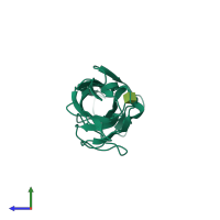 PDB entry 2bs8 coloured by chain, side view.