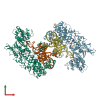 PDB entry 2bte coloured by chain, front view.