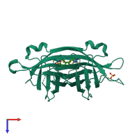 PDB entry 2c4i coloured by chain, top view.