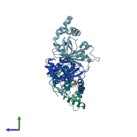 PDB entry 2c8f coloured by chain, side view.