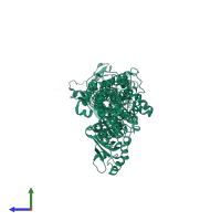 Sarcoplasmic/endoplasmic reticulum calcium ATPase 1 in PDB entry 2c8k, assembly 1, side view.