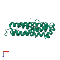 PDB entry 2cei coloured by chain, top view.