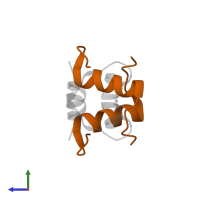 Insulin B chain in PDB entry 2ceu, assembly 1, side view.