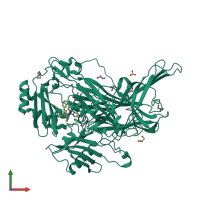 PDB entry 2cfw coloured by chain, front view.